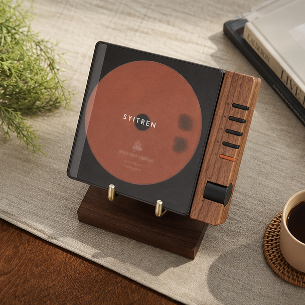 VIEDAJ | R300 Desktop CD Player – Walnut & Brass Edition