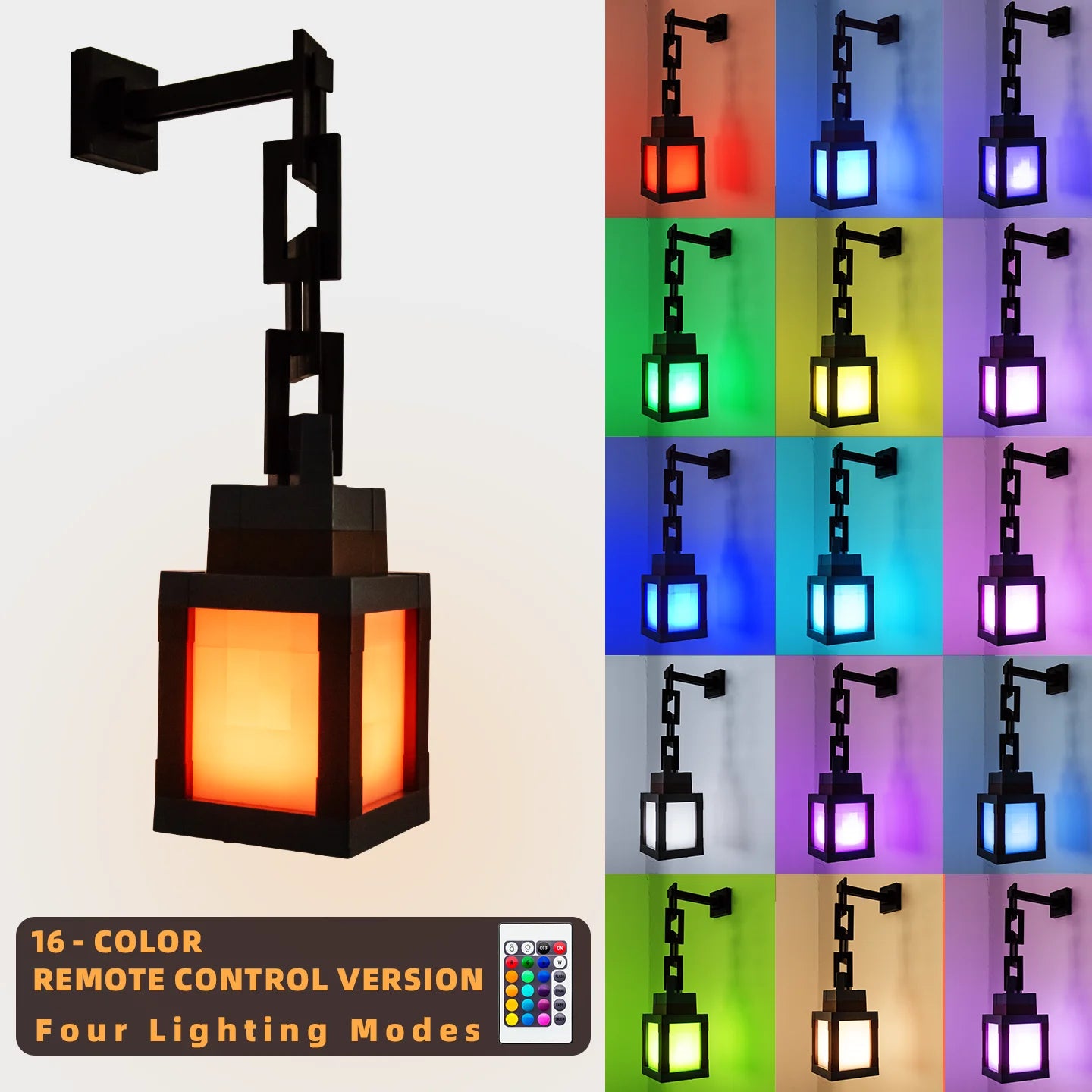 VIEDAJ | Pixel-Art Tabletop Lantern (16-Color Modes)