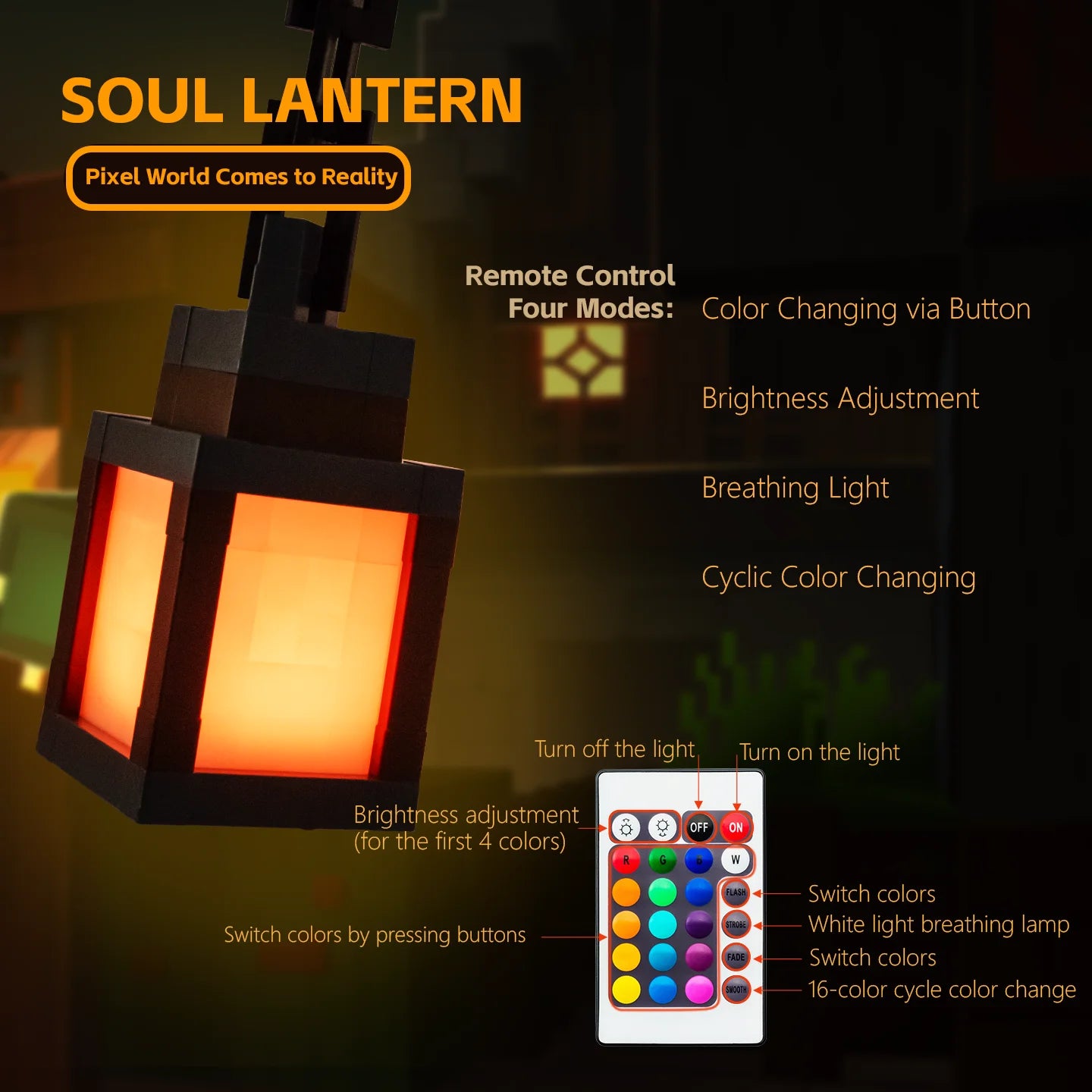 VIEDAJ | Pixel-Art Tabletop Lantern (16-Color Modes)